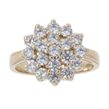 9ct Yellow Gold Cubic Zirconia Cluster Ring