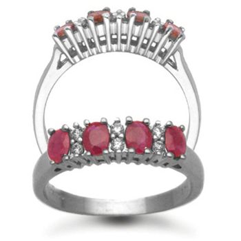 9 Carat White Gold 0.12pts Diamond & Ruby Ring