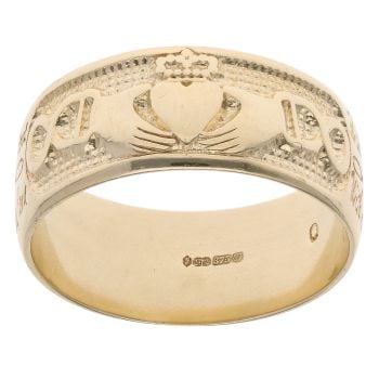 9ct Yellow Gold Claddagh Style 7.9mm Wedding Band