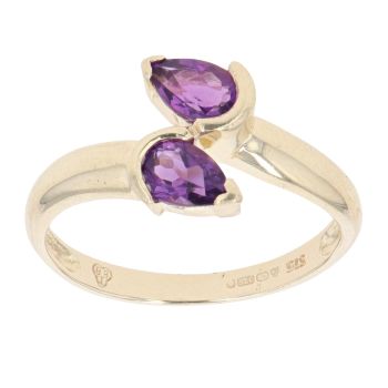 9ct Yellow Gold Amethyst Crossover Ring