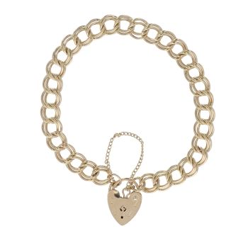 9ct Yellow Gold Heart Charm Bracelet 7.5"