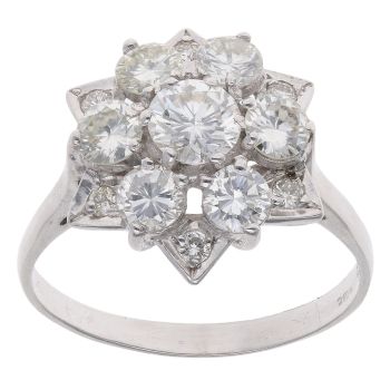 18ct White Gold 1.50ct Brilliant Cut Diamond Cluster Ring