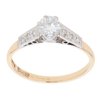 18ct Yellow Gold And Platinum 0.50ct Brilliant Cut Diamond Solitaire Ring