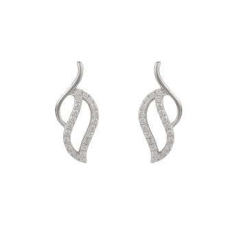 Sterling Silver Open Flame Cubic Zirconia Stud Earrings