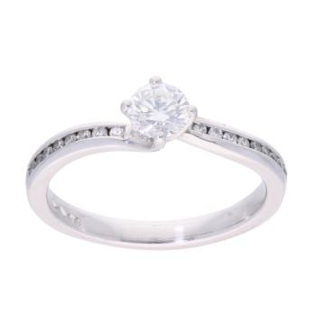 Platinum 0.40ct Diamond Solitaire Twist Ring