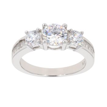 Silver Cubic Zirconia Three Stone Ring by Icesia