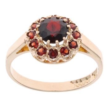 9ct Yellow Gold Garnet Cluster Ring