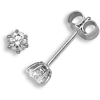 18 Carat White Gold 35pt 6 Claw Diamond Solitaire Stud Earrings