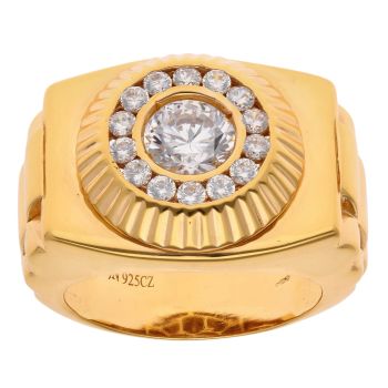 Silver Gold Plated Cubic Zirconia Watch Ring