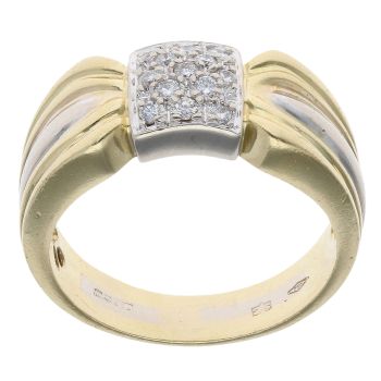 18ct Yellow And White Gold 0.20ct Diamond Signet Ring