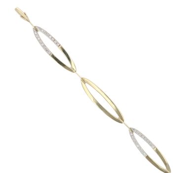 9ct Yellow Gold 0.25ct Brilliant Cut Diamond Fancy Bracelet 7.5"