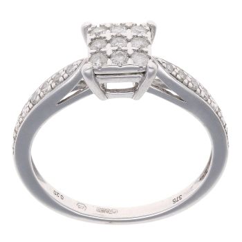 9ct White Gold 0.20ct Diamond Cluster Ring