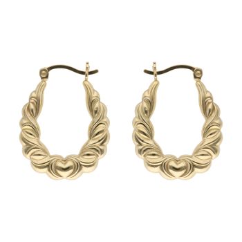 Gold Plated Silver Patterned Creole Earrings