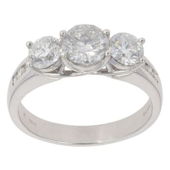 18ct White Gold 2.90ct Brilliant Cut Diamond Trilogy Ring