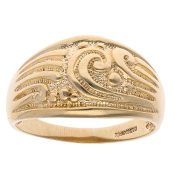 9ct Yellow Gold Filigree Patterned Signet Ring