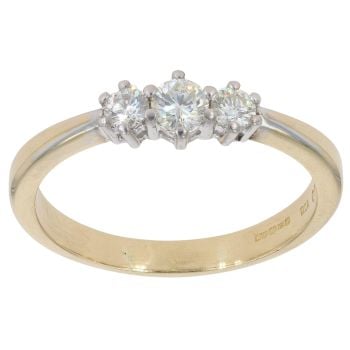 18ct Yellow Gold 0.50ct Brilliant Cut Diamond Trilogy Ring
