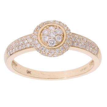9ct Yellow Gold 0.47ct Diamond Cluster Ring by Anya Belle