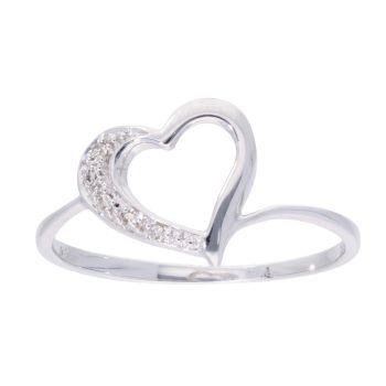 9ct White Gold Diamond Heart Ring
