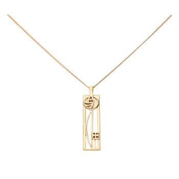 9ct Yellow Gold Rennie Mac Pendant and Curb Chain 18"
