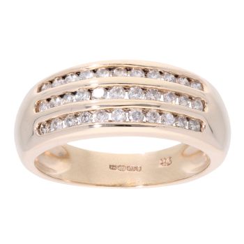 9ct Yellow Gold 0.50ct Diamond Three Row Ring