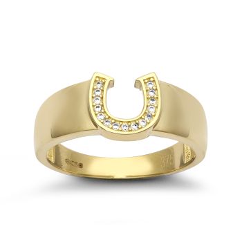 9ct Yellow Gold Cubic Zirconia Horseshoe Ring