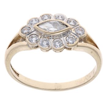 9ct Yellow Gold Cubic Zirconia Cluster Ring