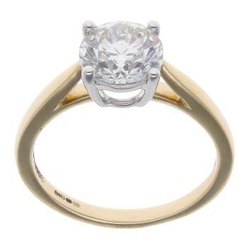 Lab Grown 18ct Yellow Gold 2.00ct Brilliant Cut Diamond Solitaire Ring