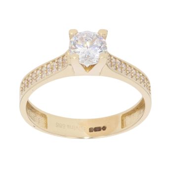 14ct Yellow Gold Cubic Zirconia Single Stone Ring