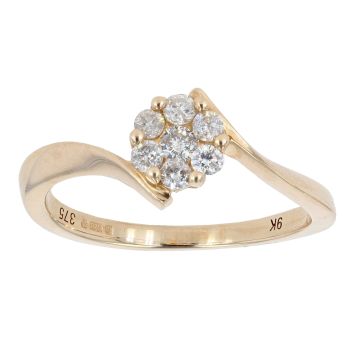 9ct Yellow Gold 0.25cts Diamond Cluster Ring by Anya Belle
