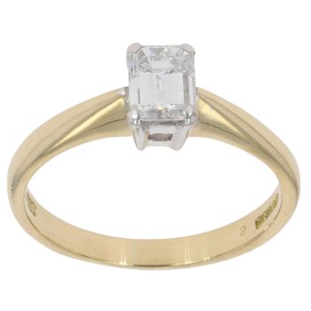 18ct Yellow Gold 0.70ct Emerald Cut Diamond Solitaire Ring