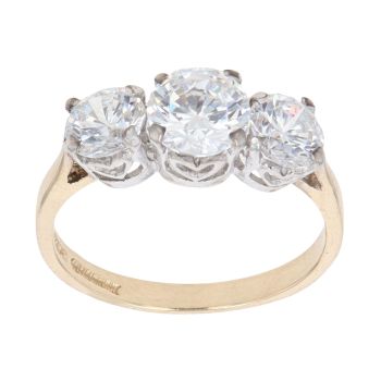 14ct Yellow Gold Cubic Zirconia Three Stone Ring