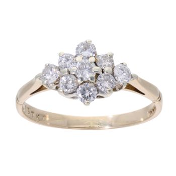 9ct Yellow Gold 0.50ct Diamond Cluster Ring