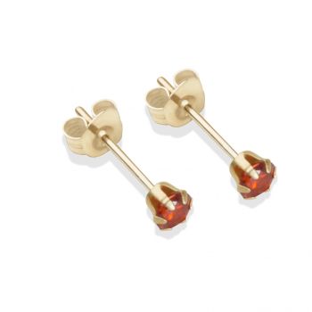 9ct yellow gold 3mm flame CZ stud Earrings