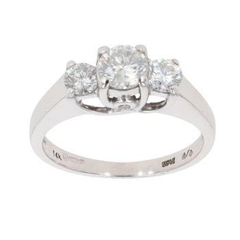 14ct White Gold 1.00ct Brilliant Cut Diamond Trilogy Ring