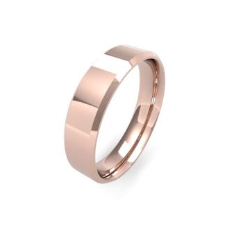 9ct Rose Gold 5mm Soft Chamfered Edge Wedding Band