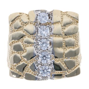 9ct Yellow Gold Cubic Zirconia Nugget Ring