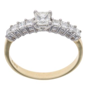 18ct Yellow Gold 0.85ct Princess Cut Diamond Ring
