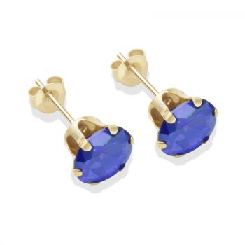 9ct yellow gold 7mm tanzanite CZ stud Earrings