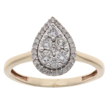 9ct Yellow Gold 0.40ct Brilliant Cut Diamond Cluster Ring
