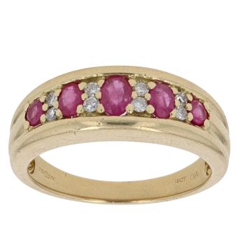 18ct Yellow Gold Ruby And Diamond Half Eternity Ring
