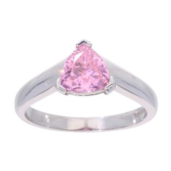 9ct White Gold Pink Gem Stone Set Ring