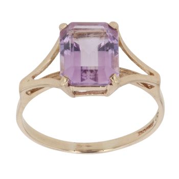 9ct Yellow Gold Amethyst Single Stone Ring