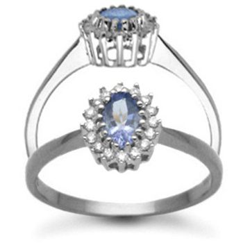 9 Carat White Gold 0.12pts Diamond & Tanzanite Ring