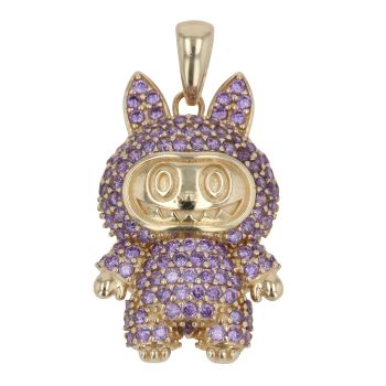 14ct Yellow Gold Purple Gemstone Bunny Pendant