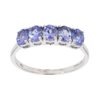 9ct White Gold Five Stone Tanzanite Ring