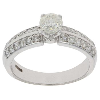 9ct White Gold 0.85ct Brilliant Cut Diamond Solitaire Ring