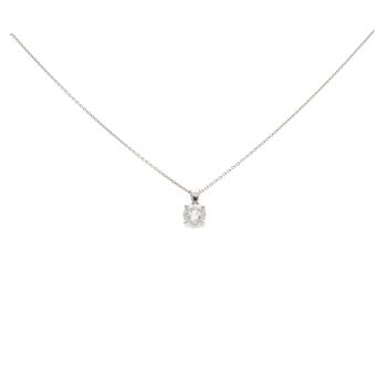 Platinum 1.30ct Diamond Solitaire Pendant And Chain 18"