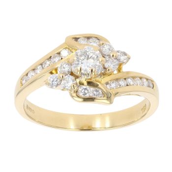 18ct Yellow Gold 0.70ct Diamond Cluster Ring