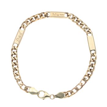 9ct Yellow Gold Curb and Bars Bracelet 7.5"