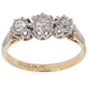 18ct Yellow Gold 0.35ct Brilliant Cut Diamond Trilogy Ring